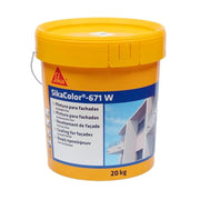 Bote de SikaColor®-671 W de Sika, pintura acrílica anticarbonatación para la protección y decoración de fachadas de hormigón - Vetonek