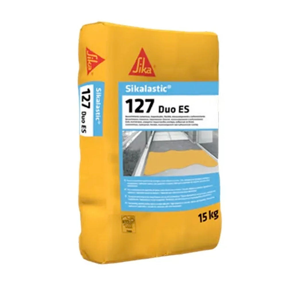 Saco de 15 kg de Sikalastic®-127 Duo ES de Sika, revestimiento cementoso impermeable y adhesivo cerámico para terrazas y piscinas - Vetonek