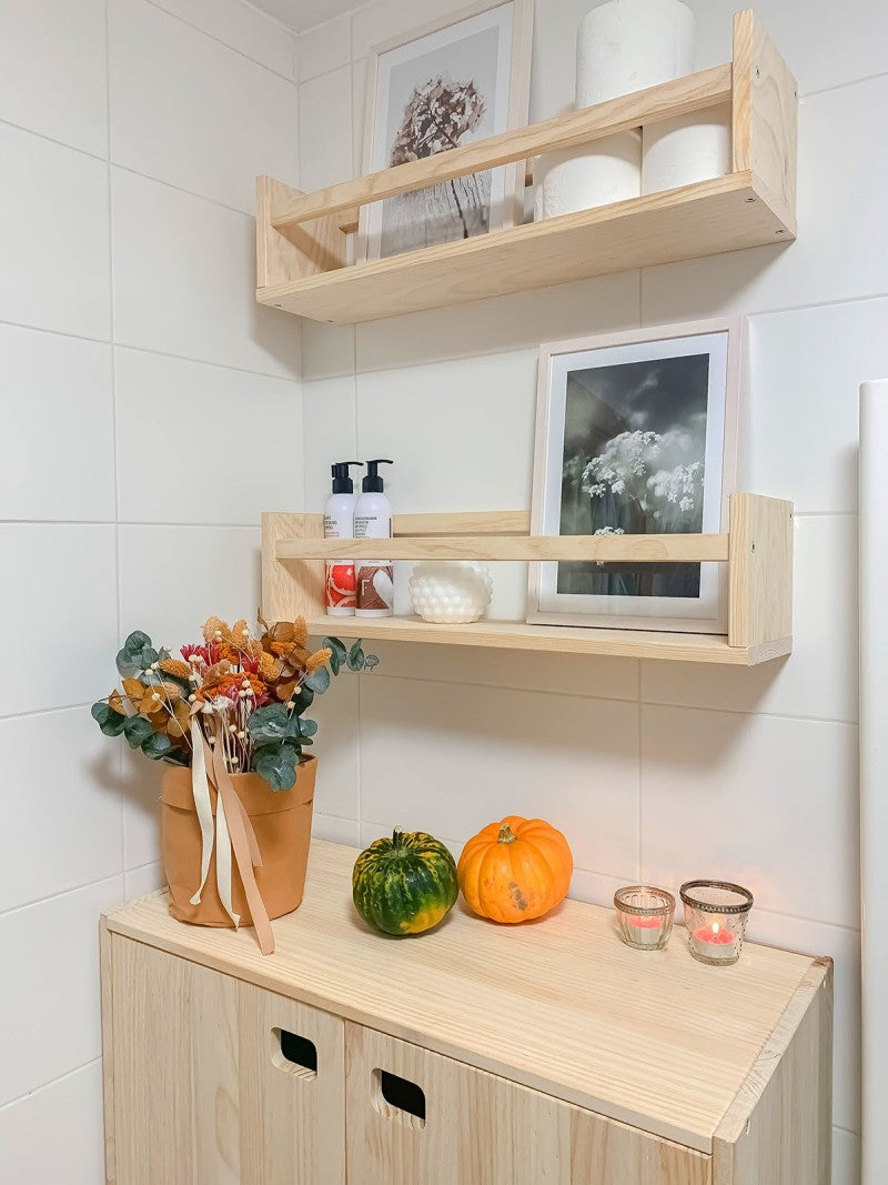 Estante para especias de madera de pino 60cm | Organiza tu cocina Astideco