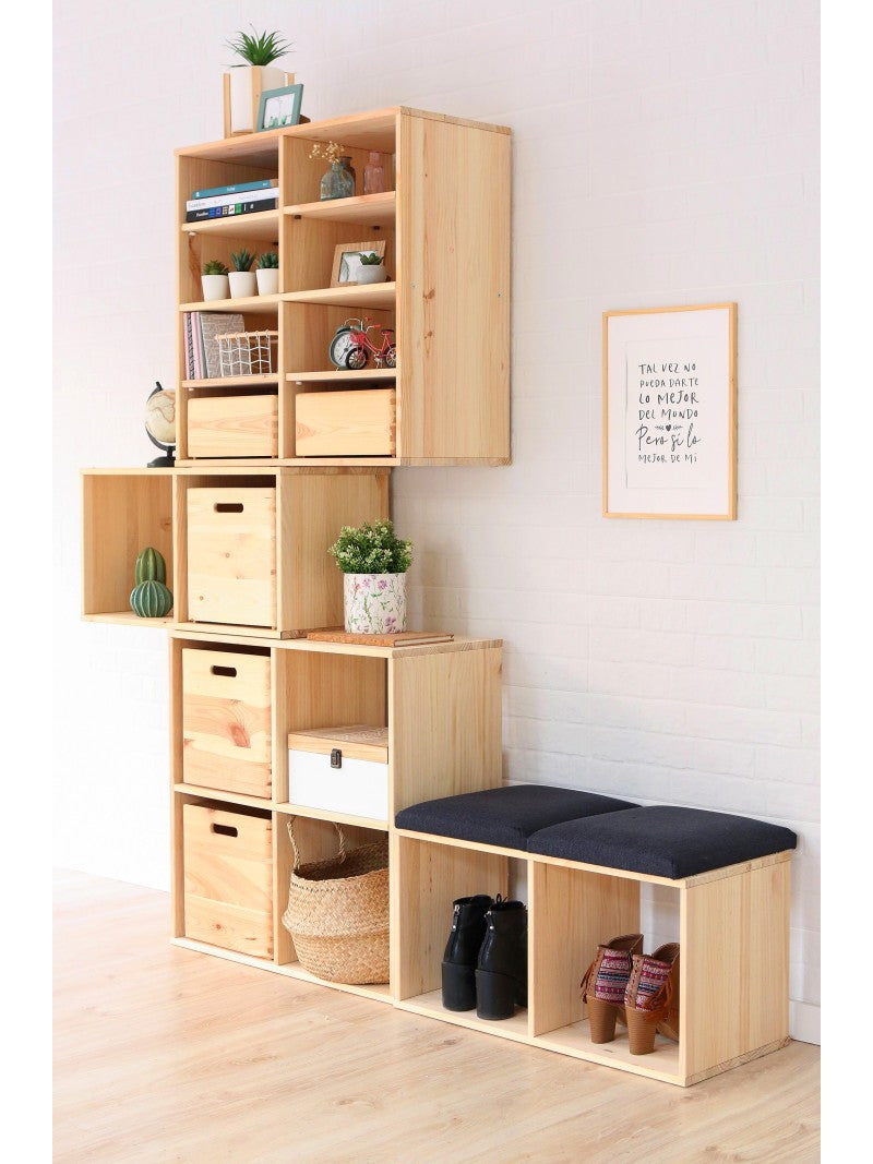 Estantería modular Dinamic con 2 cubos de madera de pino Astideco