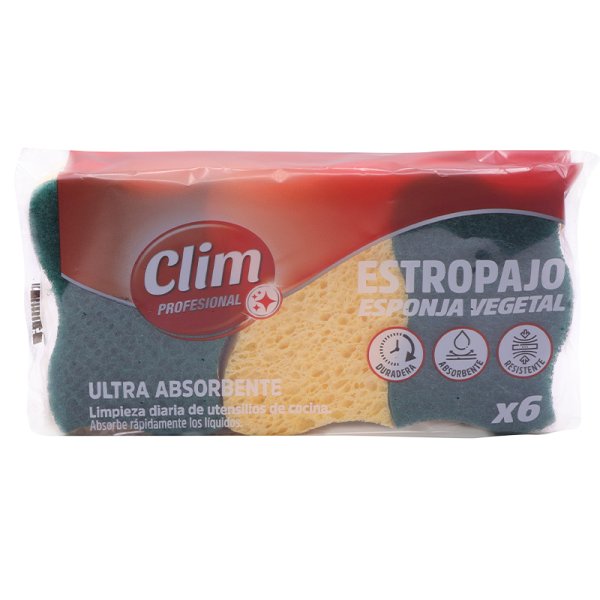 Estropajo con esponja vegetal ultra absorbente Clim Profesional - Pack 18 uds Vetonek