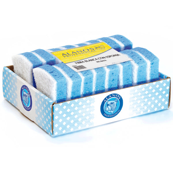 Pack de 16 estropajos de baño fibra blanca y esponja - limpieza eficaz Vetonek