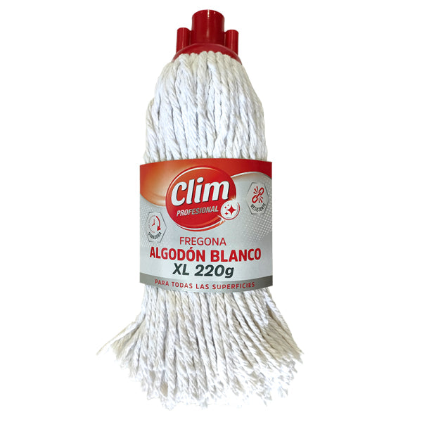 Fregona de algodón blanco extra Clim Profesional 220 gr - Alta resistencia Vetonek