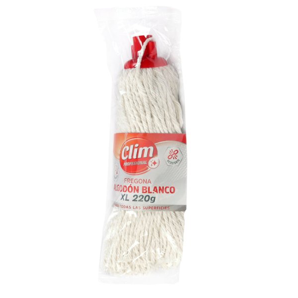 Fregona de algodón blanco extra Clim Profesional 220 gr - Alta resistencia Vetonek