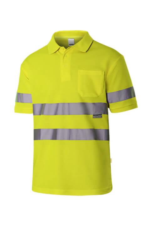 Polo de algodón de alta visibilidad manga corta Velilla 305512, amarillo flúor - Vetonek