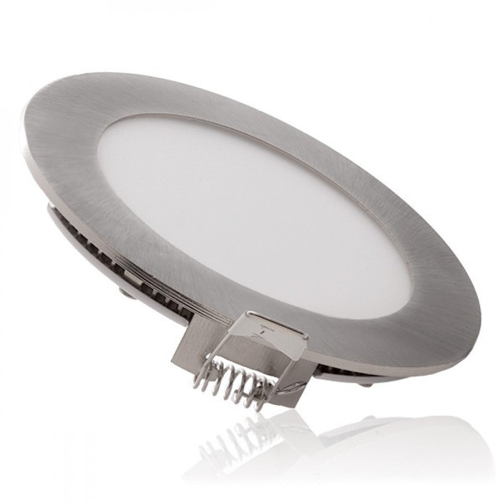 Placa LED 6W 600Lm 6000ºK Circular Niquel Satinado — Vetonek