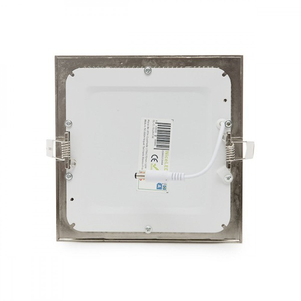 Placa LED 12W 1200Lm 6000ºK Cuadrada Niquel Satinado — Vetonek (4)