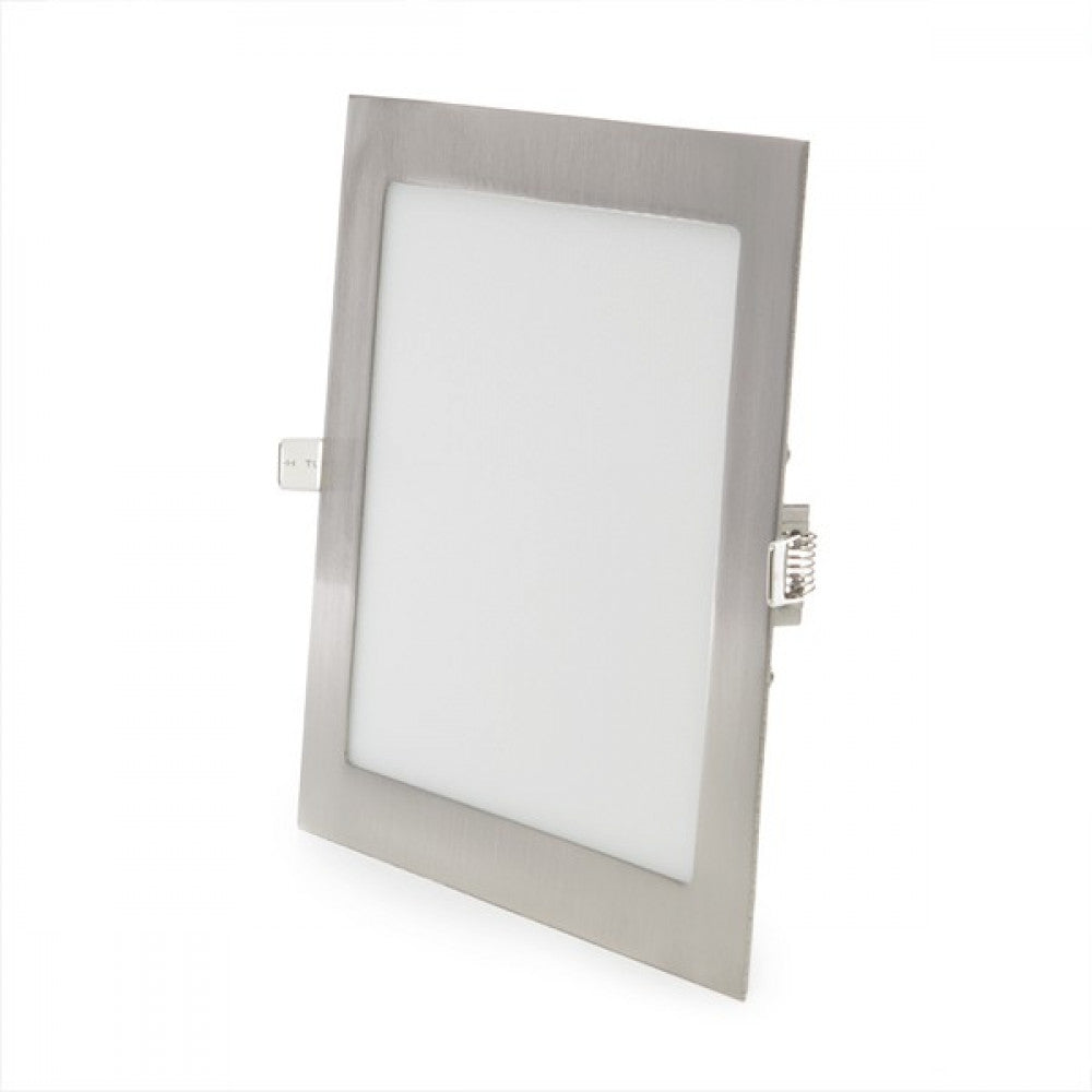 Placa LED 18W 1.300Lm 6000ºK Cuadrada Niquel Satinado — Vetonek
