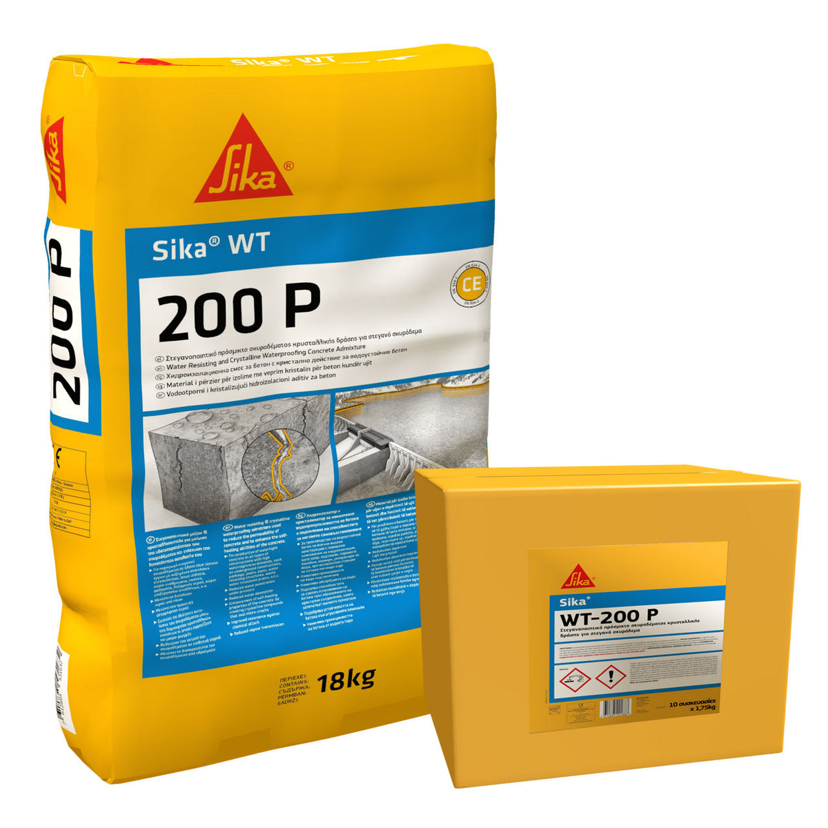 Bolsa hidrosoluble de Sika® WT-200 P de Sika, aditivo de impermeabilización cristalina en polvo para hormigón - Vetonek