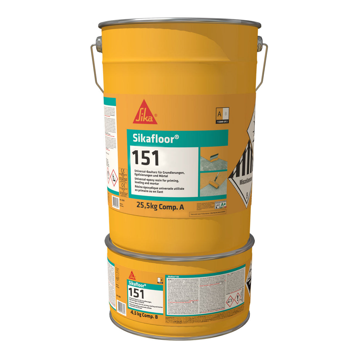 Lote A+B de 30 kg de Sikafloor®-151 de Sika, resina epoxi con carga para imprimación y morteros de pavimento - Vetonek