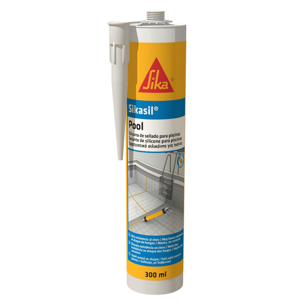 Cartucho de Sikasil® Pool de Sika, silicona neutra para el sellado de juntas en piscinas y zonas con agua permanente - Vetonek