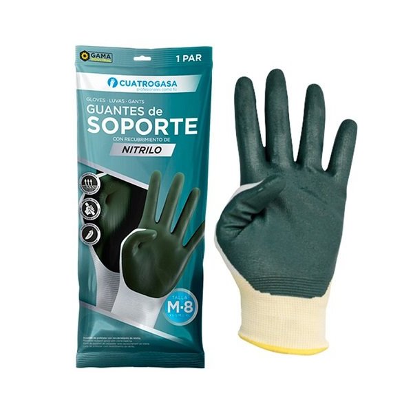Guante de soporte de trabajo nitrilo verde - Pack 1 par Vetonek
