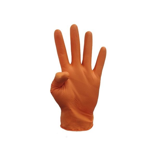 Guantes de Nitrilo Sin Polvo Naranja Extreme Grip - Pack 50 Uds Vetonek
