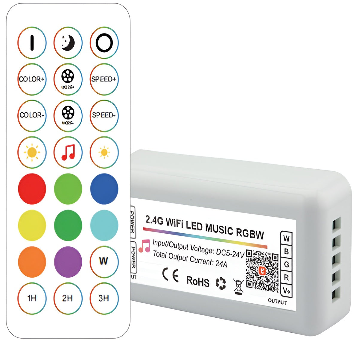 Controlador LED Tuya Wifi 2,4G RF RGBW 24 Teclas — Vetonek