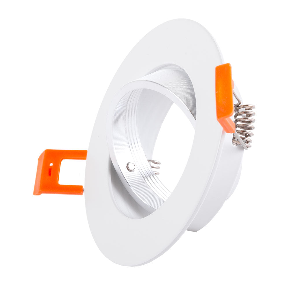 Aro Foco Downlight Circular Basculante Aluminio Blanco 93mm — Vetonek