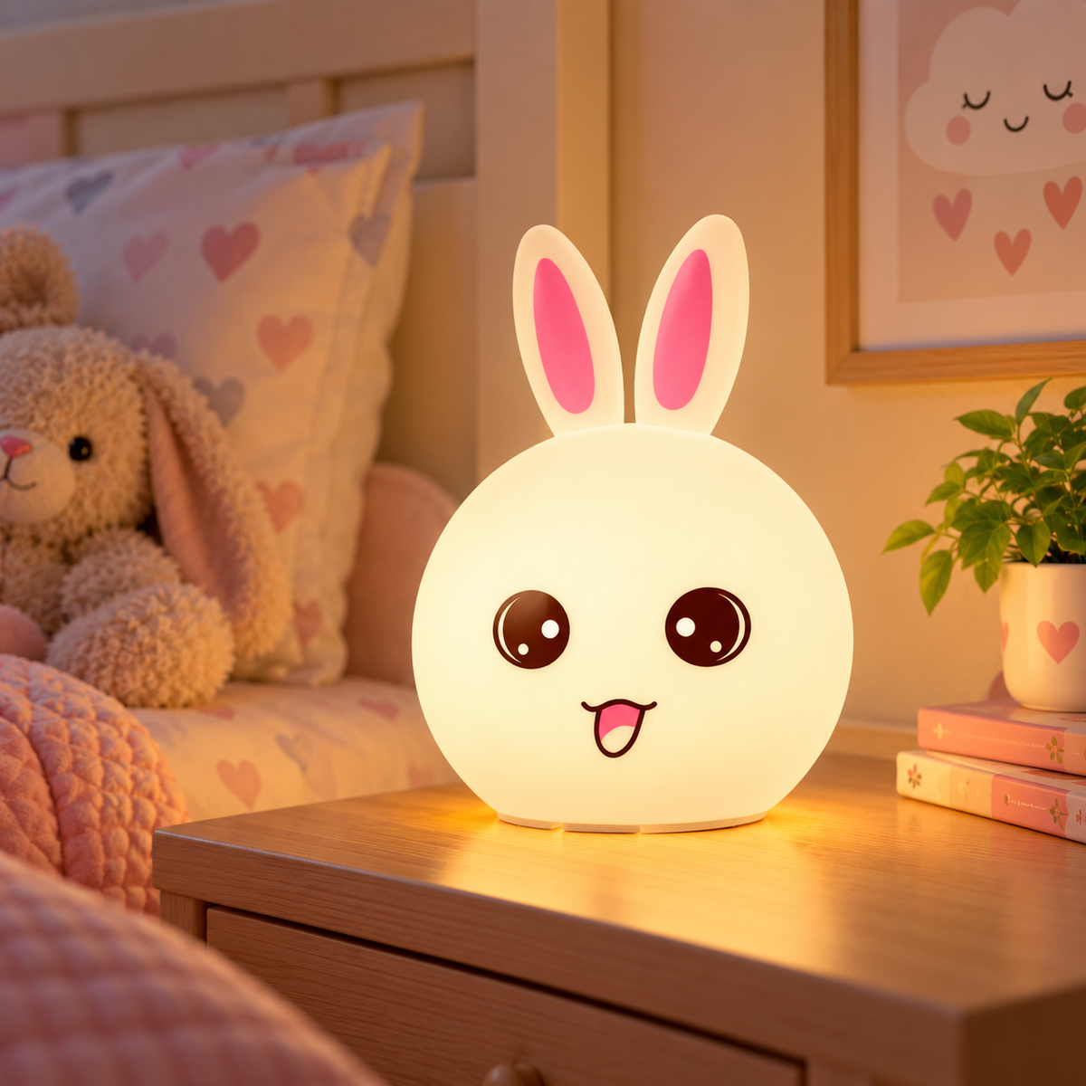Lampara Nocturna de Mesa Led Infantil Quitamiedos y Recargable "Babyrabbit" — Vetonek