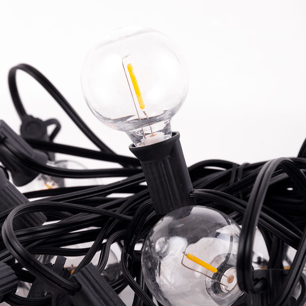 Cadena 25 Bombillas LED G40 2700ºK 9,5M Solar - Panel: 5,5V 1,2W Batería: 3,7V 1200MaH — Vetonek (3)