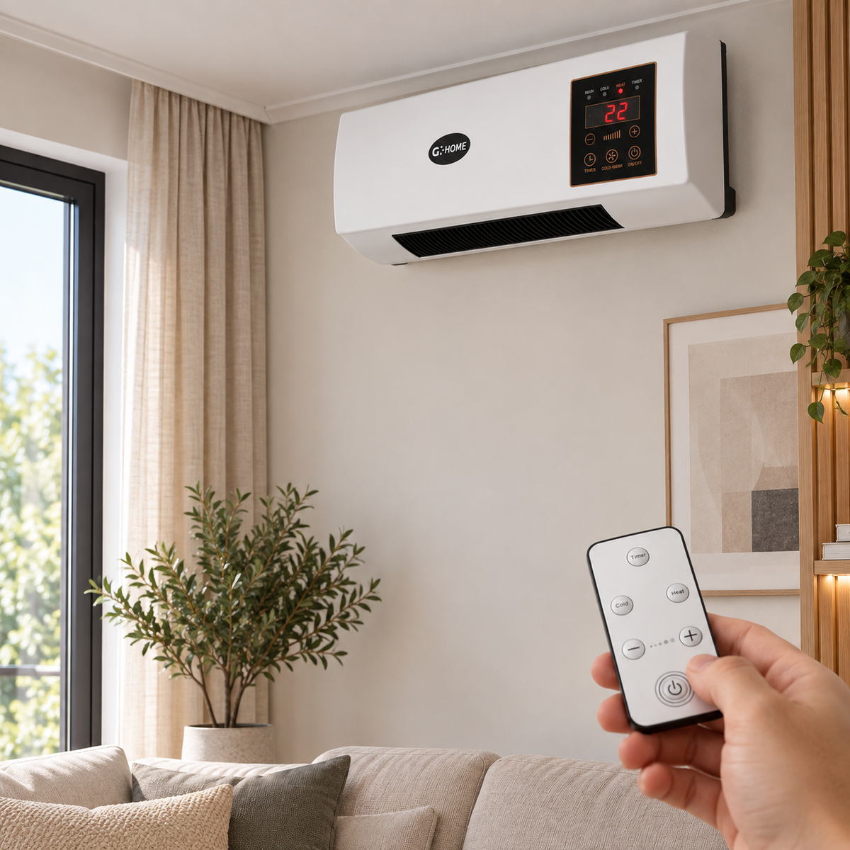 Calefactor PTC + Ventilador 1500W Control Remoto Blanco — Vetonek