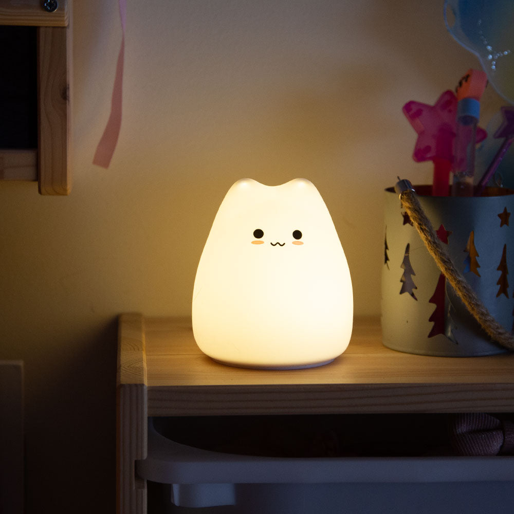 Lampara nocturna de mesa LED Infantil quitamiedos y recargable "Cat" — Vetonek