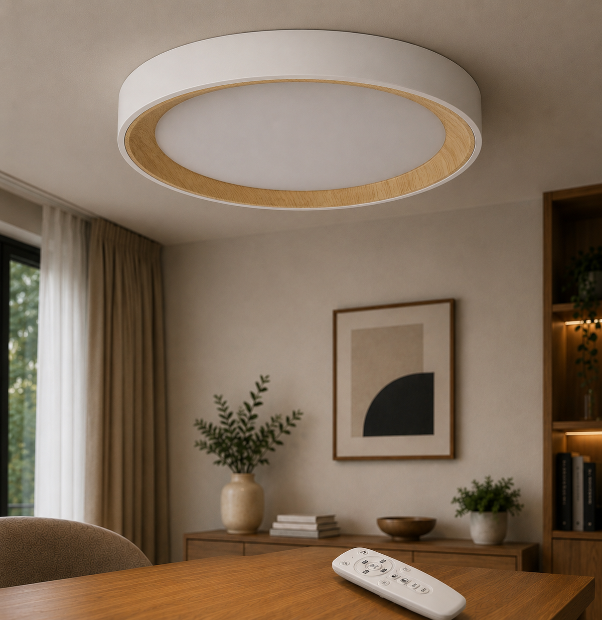 Plafón LED Decorativo CCT 3000-6000ºK (Tonalidad Luz Regulable) Control Remoto Acabado Blanco — Vetonek (11)