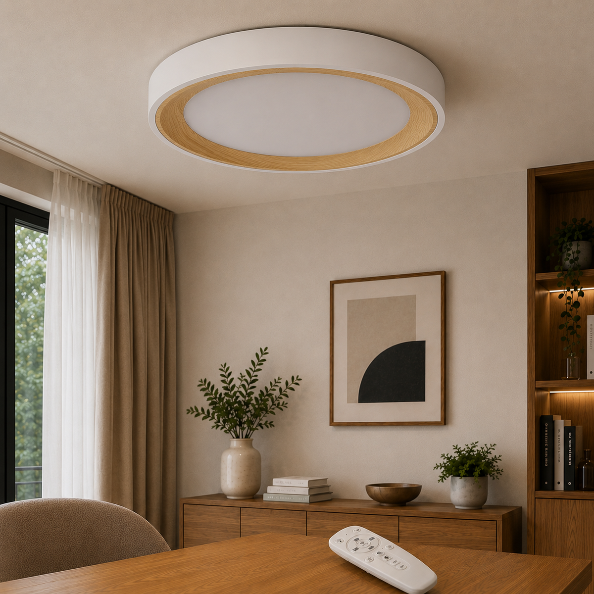 Plafón LED Decorativo CCT 3000-6000ºK (Tonalidad Luz Regulable) Control Remoto Acabado Blanco — Vetonek