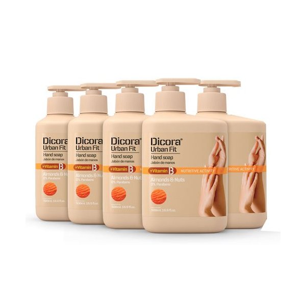 Jabón de Manos Vitamina B Almendras y Nueces 500 ml. Pack 5 Vetonek