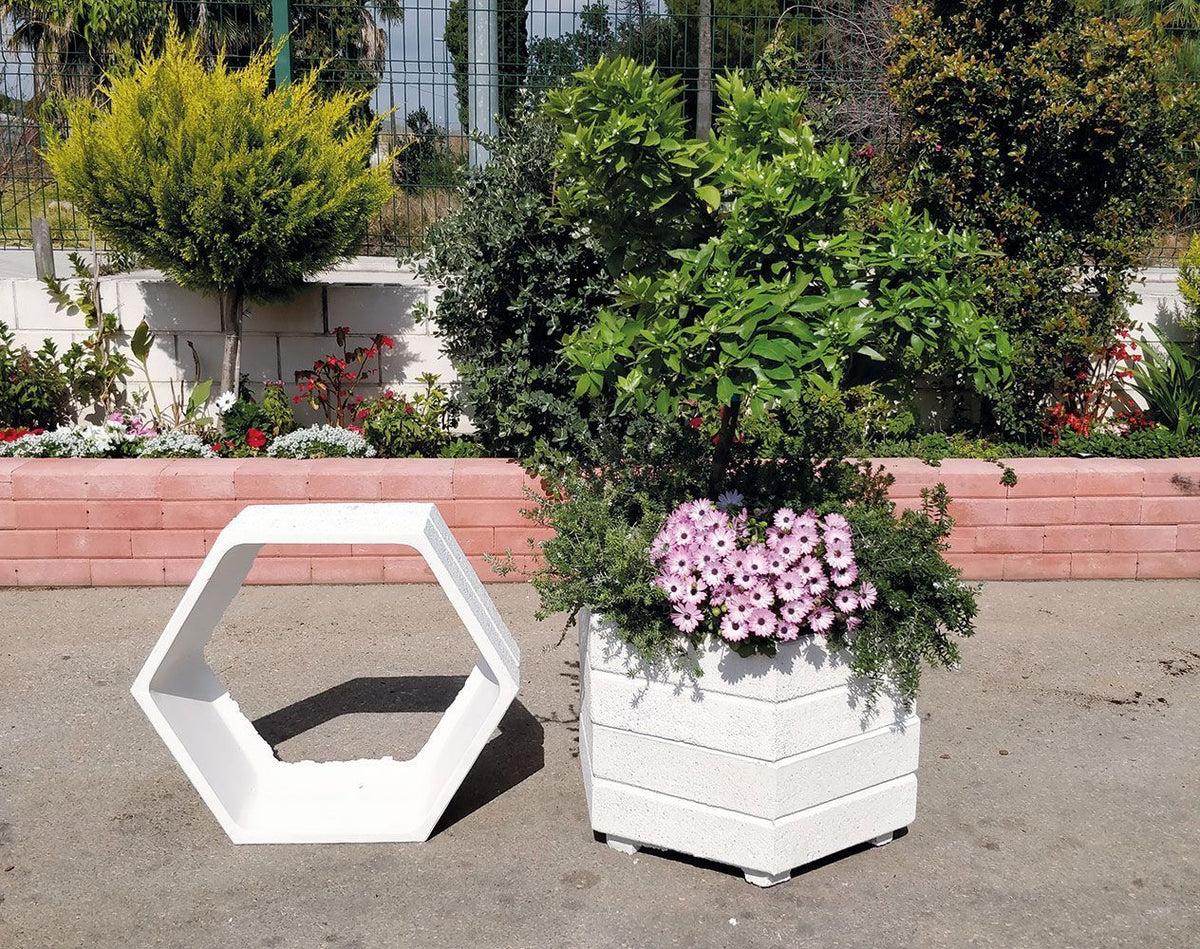 Jardinera Modular Jalón apilable de hormigón blanco