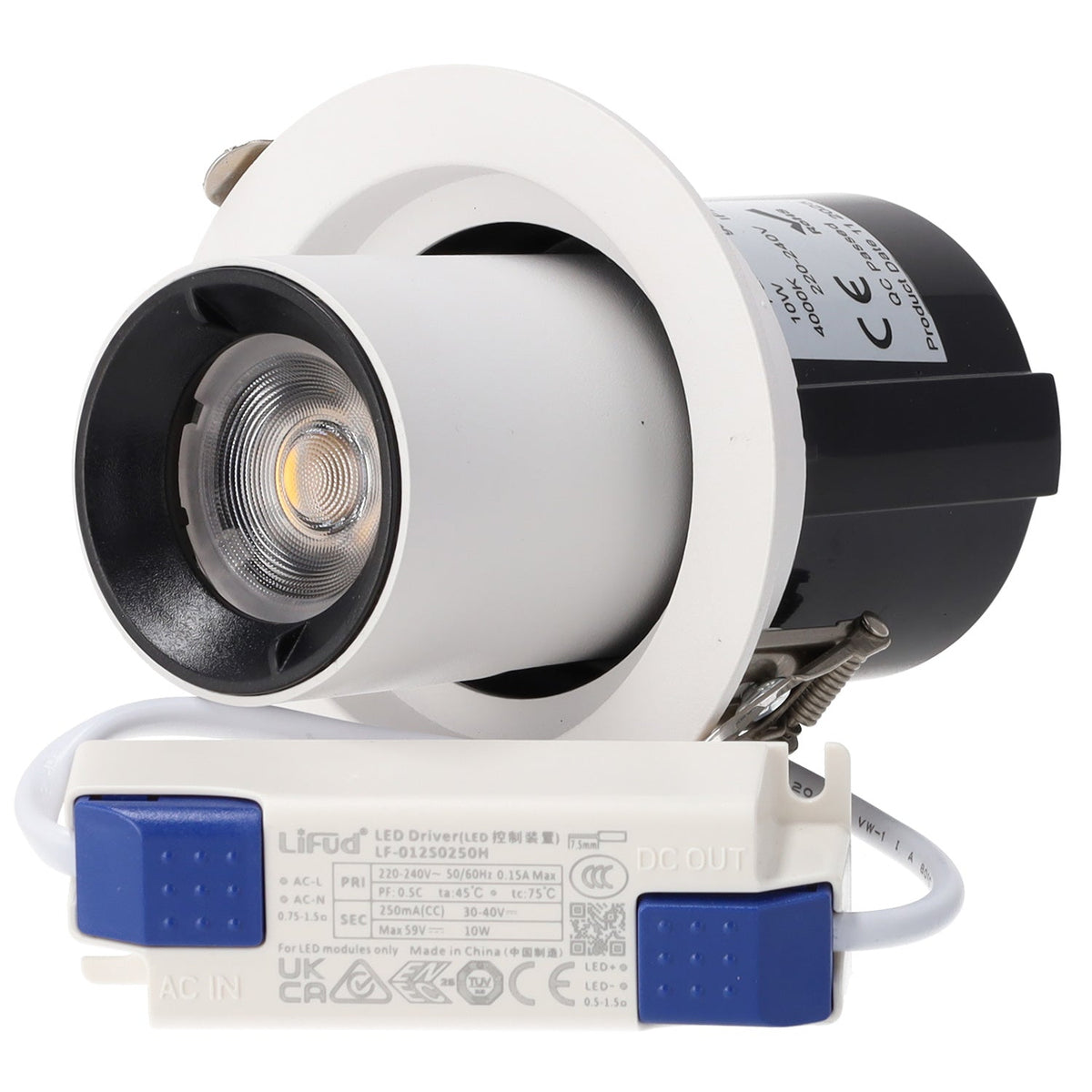 Downlight Orientable LED 10W CRI>90 90LM/W 4000ºK Driver Lifud — Vetonek