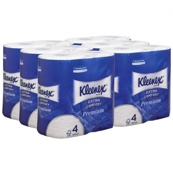 Kleenex Papel higiénico doméstico extra confort premium - 24 rollos - Vetonek