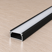 Perfíl Aluminio KIMERA-ORRE Anodizado Negro con Difusor Opal y Tapones 2,02M — Vetonek