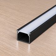 Perfíl Aluminio KIMERA-"SKAGEN" Anodizado Negro con Difusor Opal , Tapones y Clips Sujección 2,02M — Vetonek