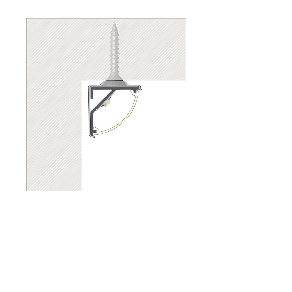 Perfíl Aluminio KIMERA-"ARRE" Anodizado Plata con Difusor Opal , Tapones y Clips Sujección 2,02M — Vetonek (3)