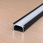 Perfíl Aluminio KIMERA-"UHRE" Anodizado Negro con Difusor Opal , Tapones y Clips Sujección 2,02M — Vetonek