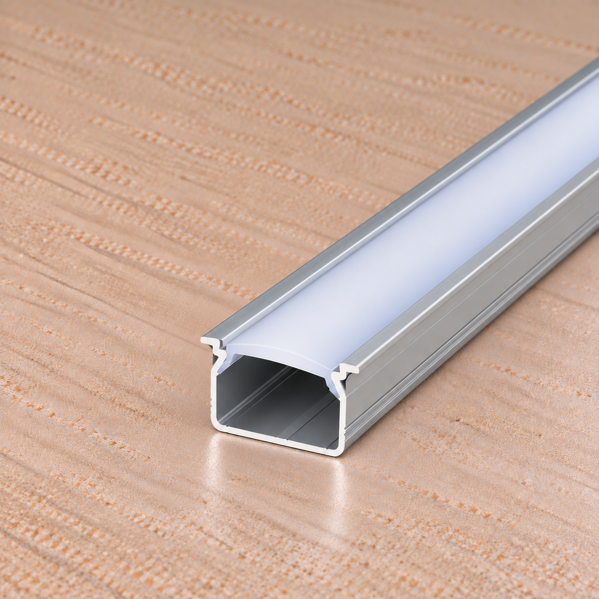 Perfíl Aluminio KIMERA-"TVED" Anodizado Plata con Difusor Opal , Tapones y Clips Sujección 2,02M — Vetonek