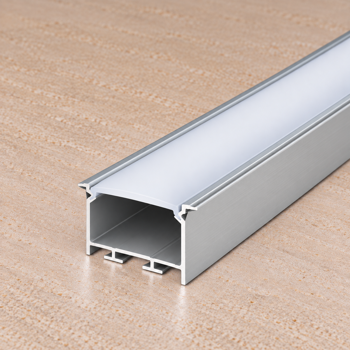 Perfíl Aluminio KIMERA-"NORS" Anodizado Plata con Difusor Opal , Tapones y Clips Sujección 2,02M — Vetonek