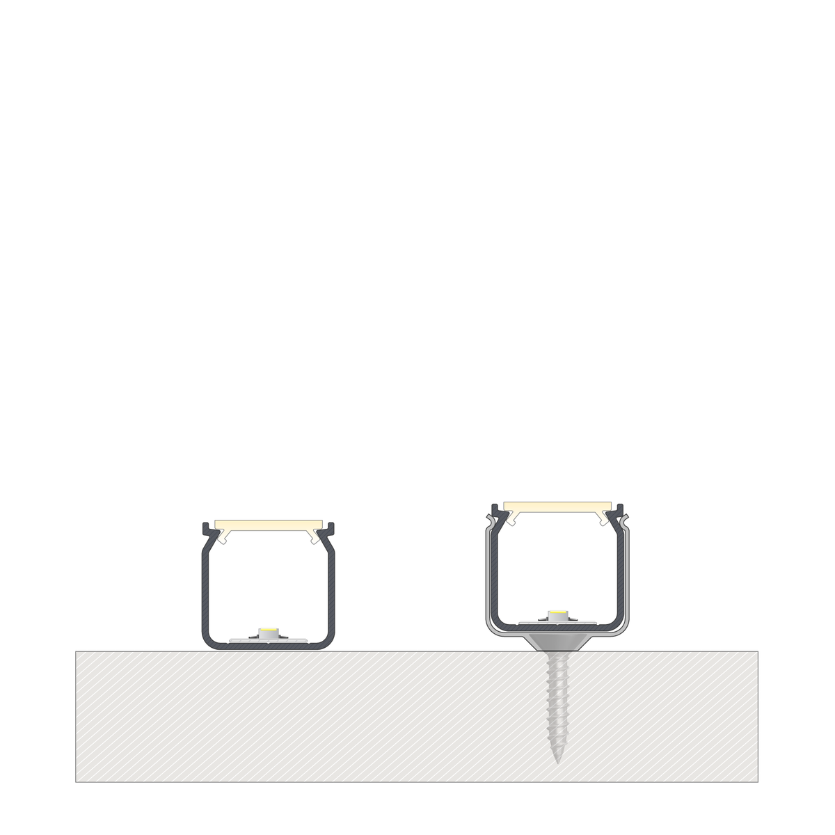 Perfíl Aluminio KIMERA-"HELSE" Anodizado Plata con Difusor Opal , Tapones y Clips Sujección 2,02M — Vetonek (4)