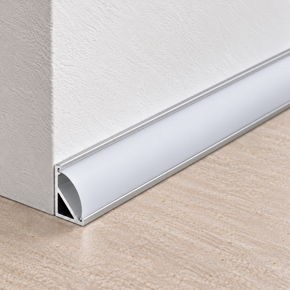 Perfíl Aluminio KIMERA-BARDE Anodizado Plata con Difusor Opal y Tapones 2,02M — Vetonek