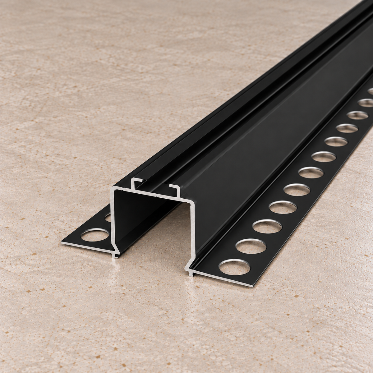Perfíl Aluminio KIMERA-ODIS Anodizado Negro con Difusor Opal y Tapones 2,02M — Vetonek