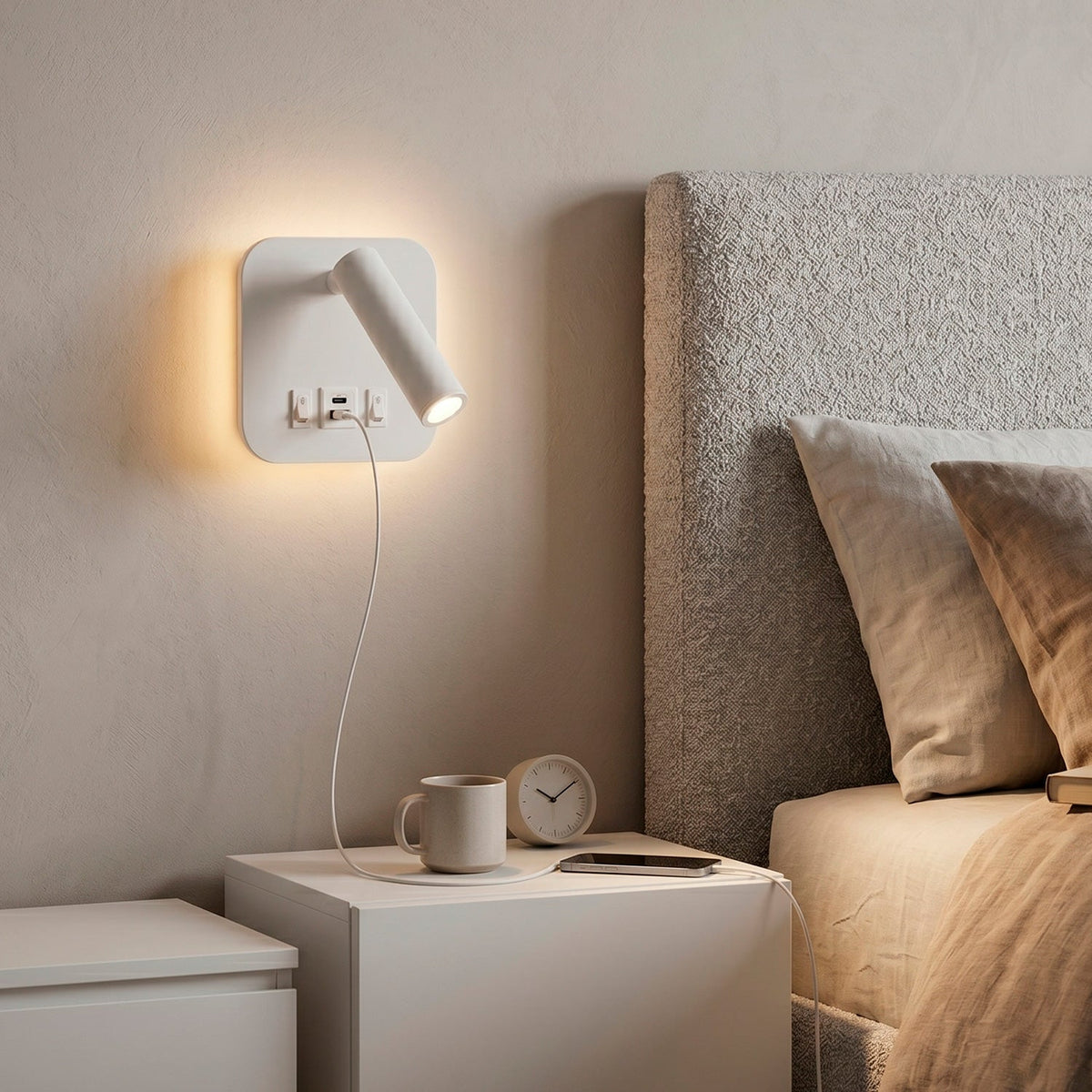 Aplique LED Spot Square 9W con Salida USB-C 630Lm 3000ºK Blanco — Vetonek