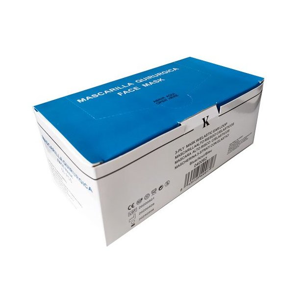 Mascarilla desechable quirúrgica azul - Pack 50 unidades Vetonek