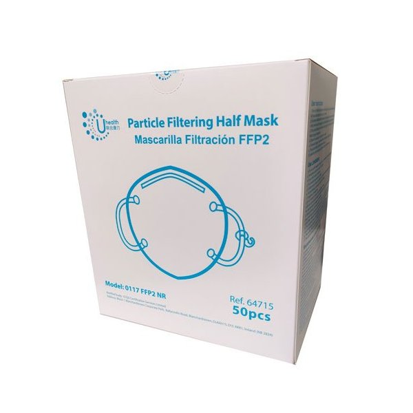 Mascarilla FFP2 NR Blanca Plegada Sin Válvula - Caja 50 Unidades Vetonek
