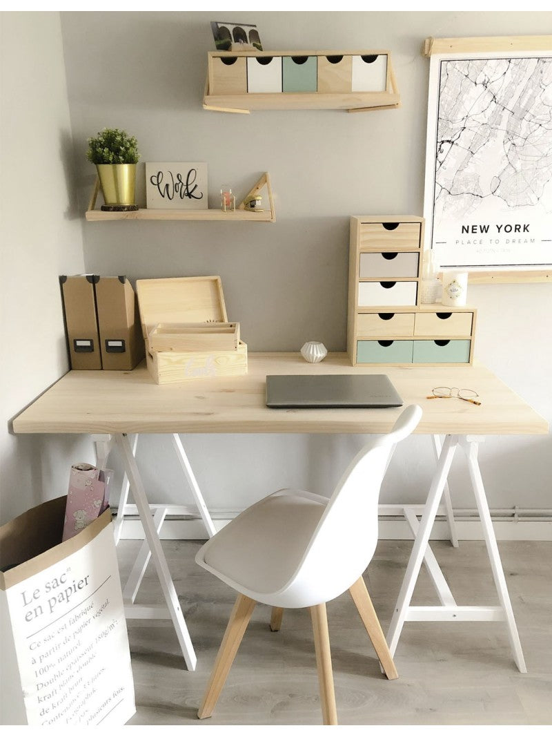 Mesa escritorio de madera con caballete blanco DECO para tu hogar Astideco