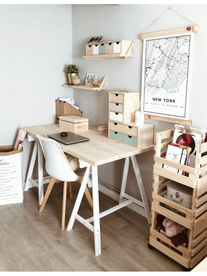 Mesa escritorio de madera con caballete blanco DECO para tu hogar Astideco