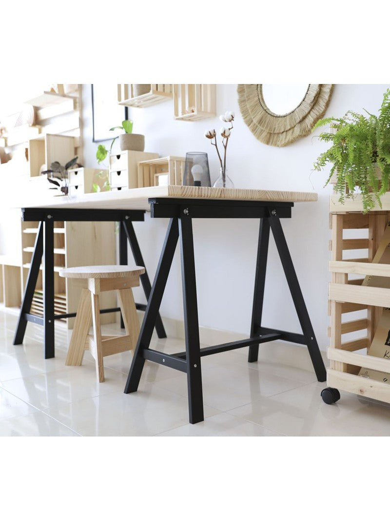 Mesa escritorio de madera con caballete negro DECO Astideco