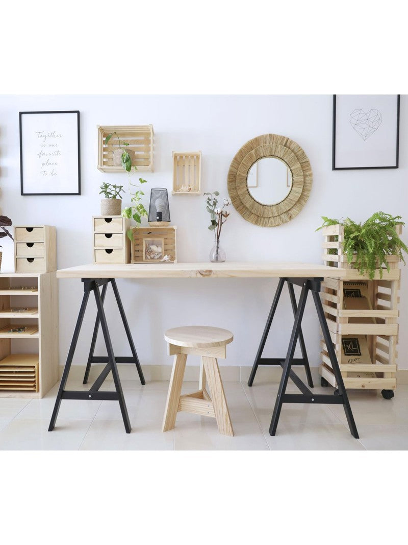 Mesa escritorio de madera con caballete negro DECO Astideco