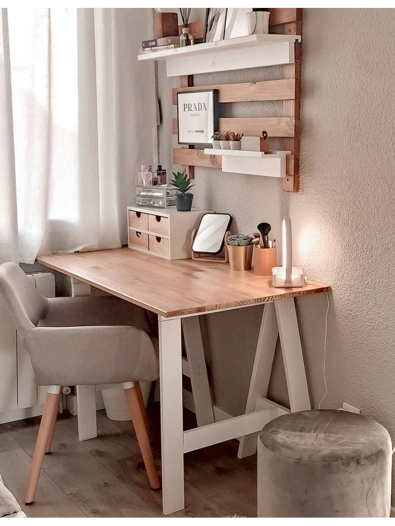 Mesa escritorio pequeño de madera con caballete natural GLAM Astideco