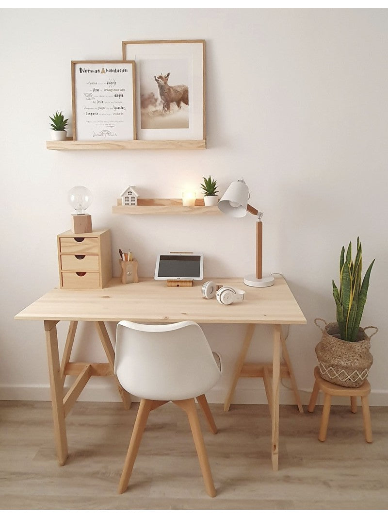 Mesa escritorio pequeño de madera con caballete natural GLAM Astideco