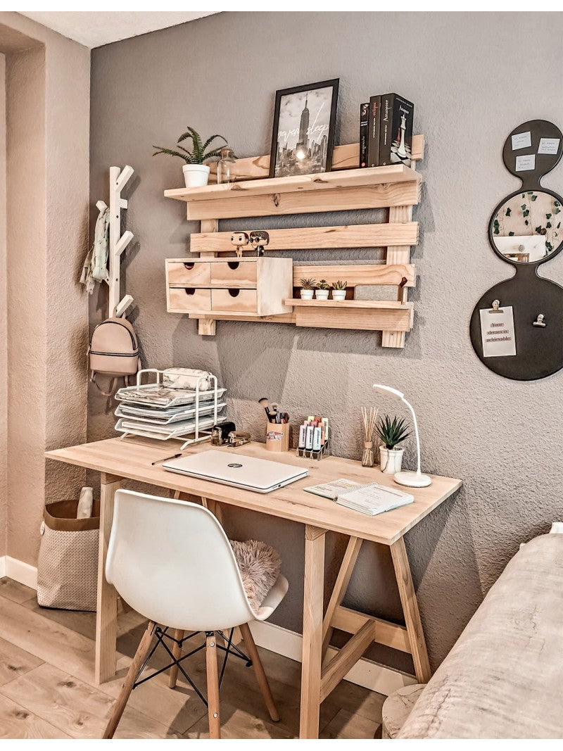 Mesa escritorio pequeño de madera con caballete natural GLAM Astideco