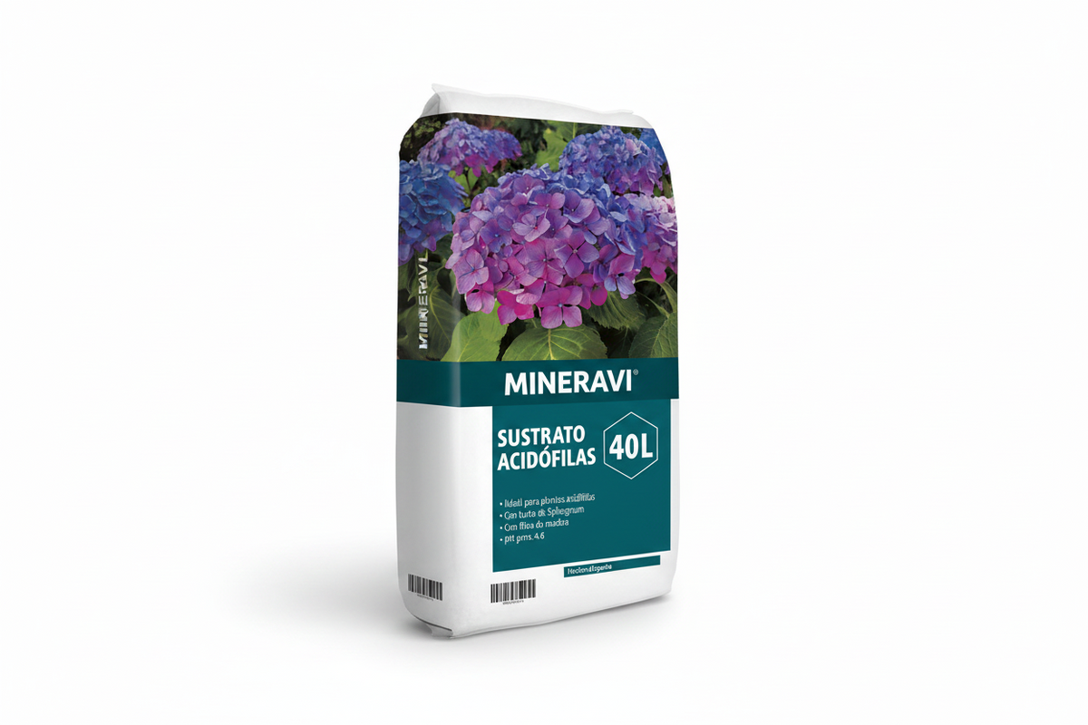 Saco de sustrato para plantas acidófilas Mineravi de 40 litros