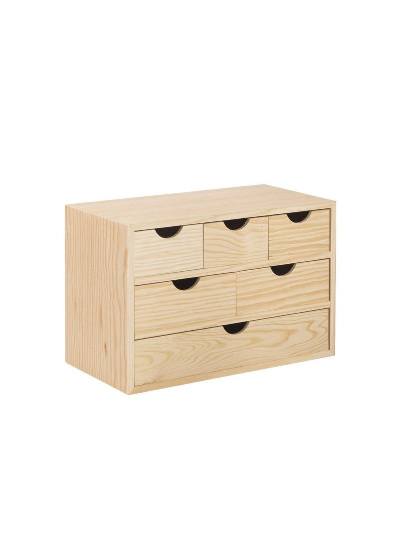 Mini cajonera de madera con seis cajones (3+2+1) Astideco